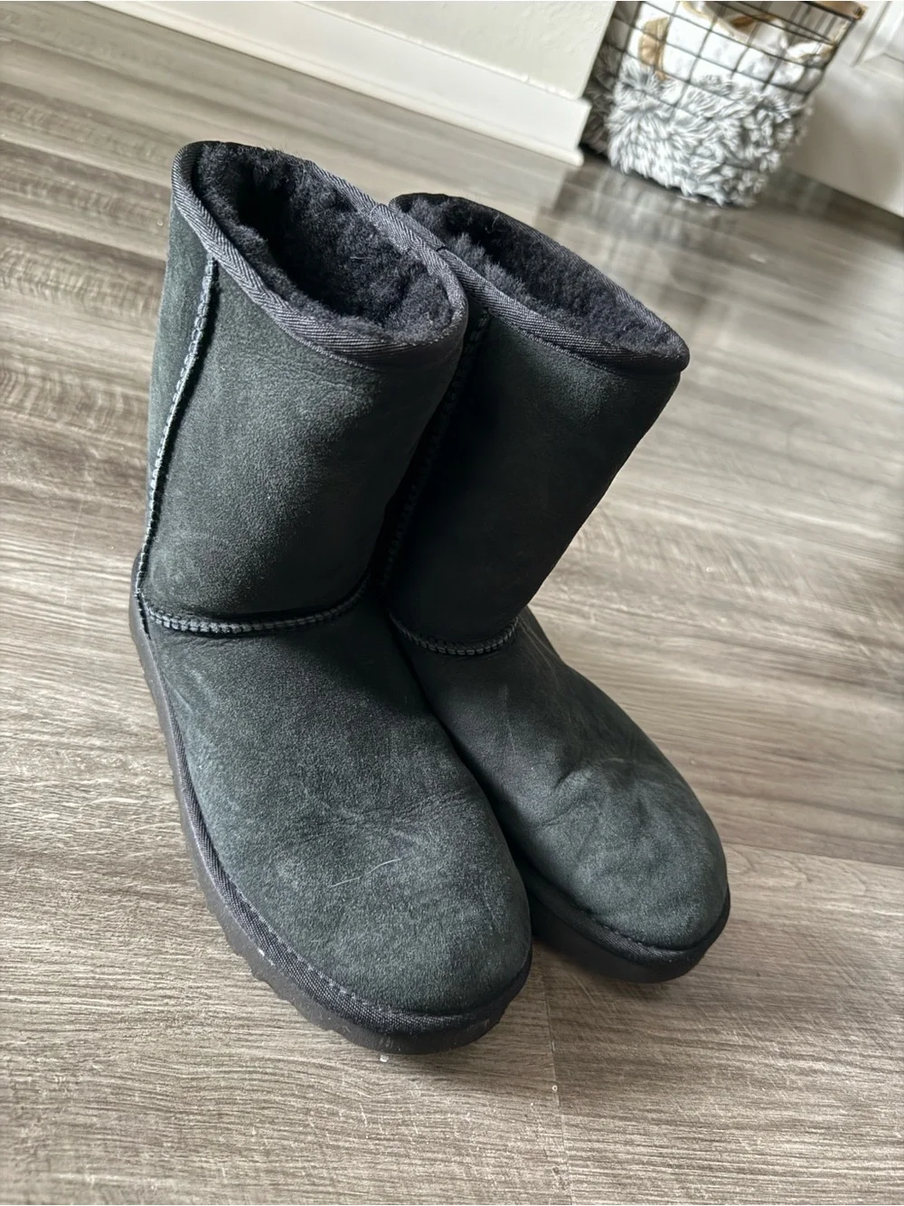 UGG Black Short Shearling-Lined Boots